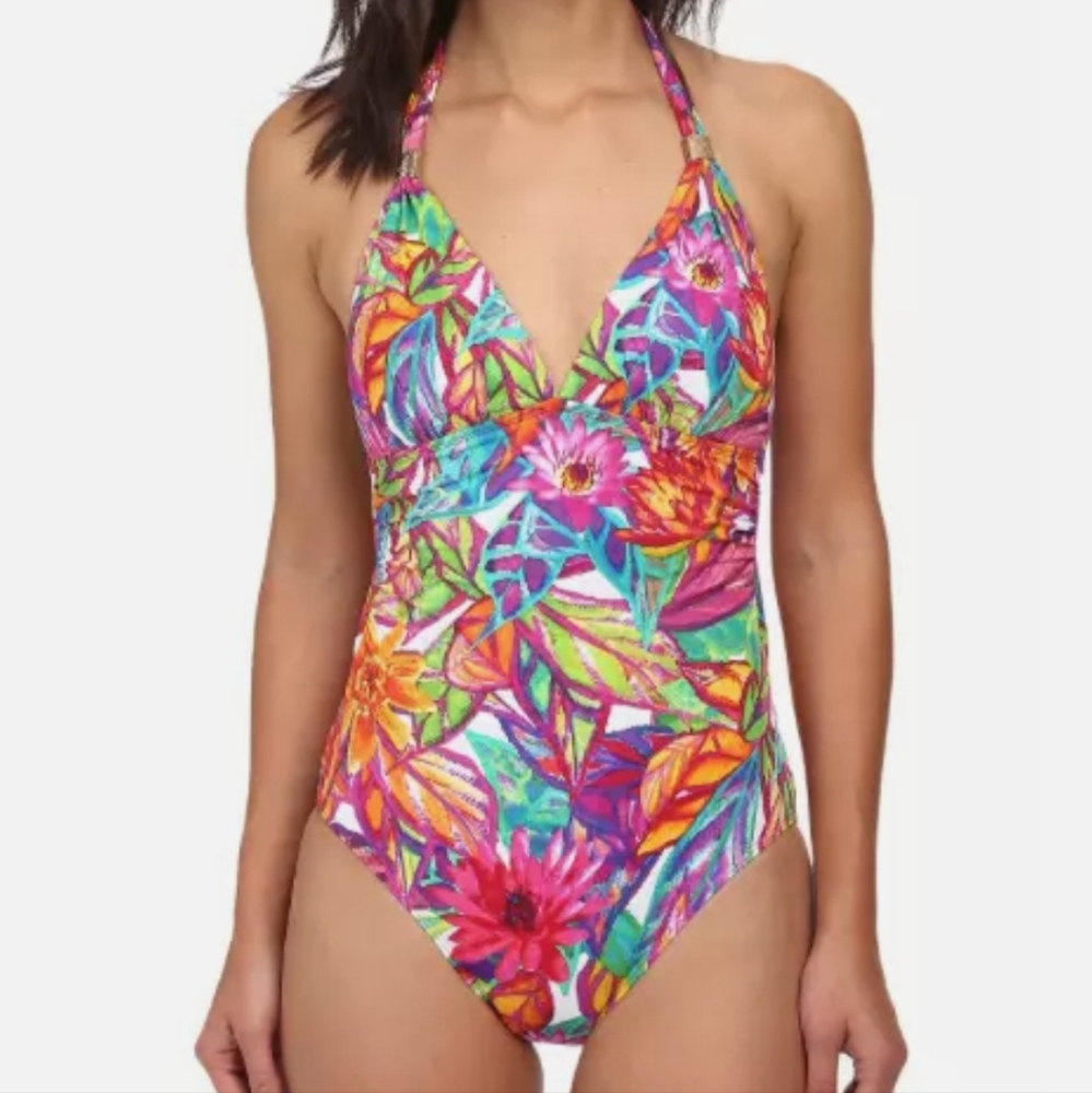 Lauren Ralph Lauren Polynesian Floral One Piece Swimsuit Sz 10